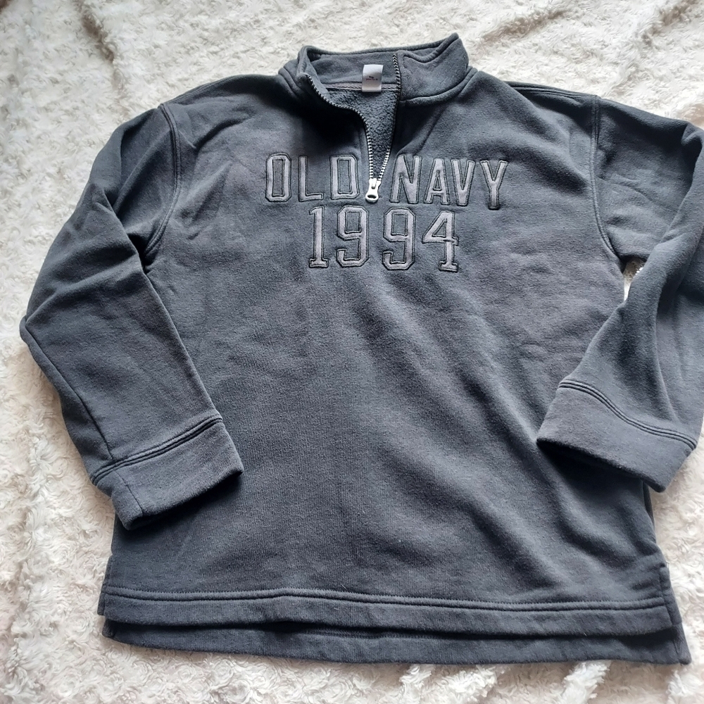 Old Navy Gray Quarter-Zip Pullover Sweatshirt Youth Large 10-12 Fall School